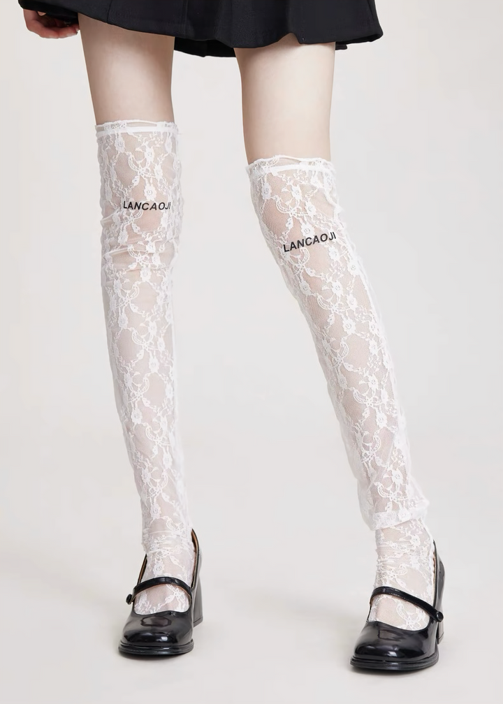 Flower Lace High Socks/y1110_e4r