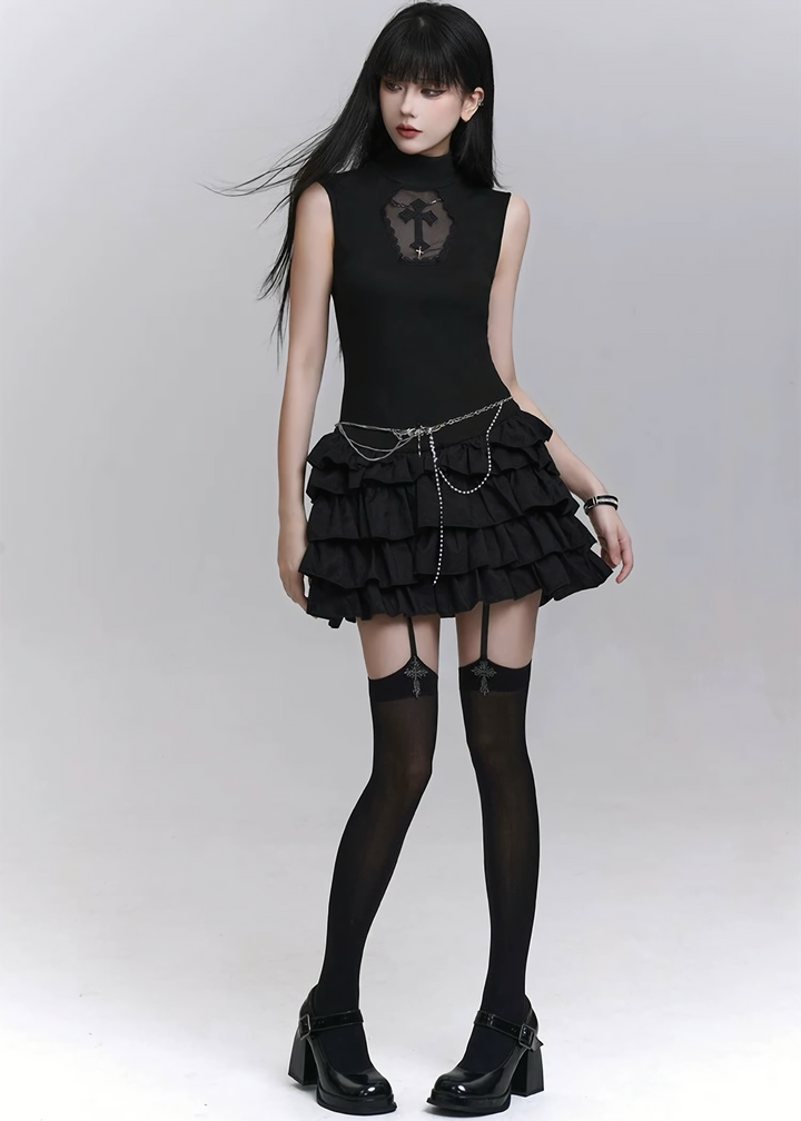 Gothic frill mini dress / LG1286