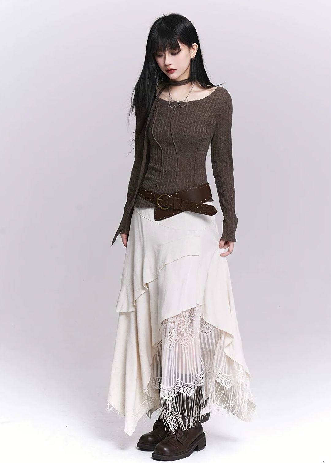 NECK STRAP RIB SLIM TOP / LG1525