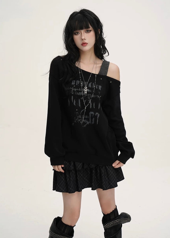 Vintage Print Loose Sweat / LG1380