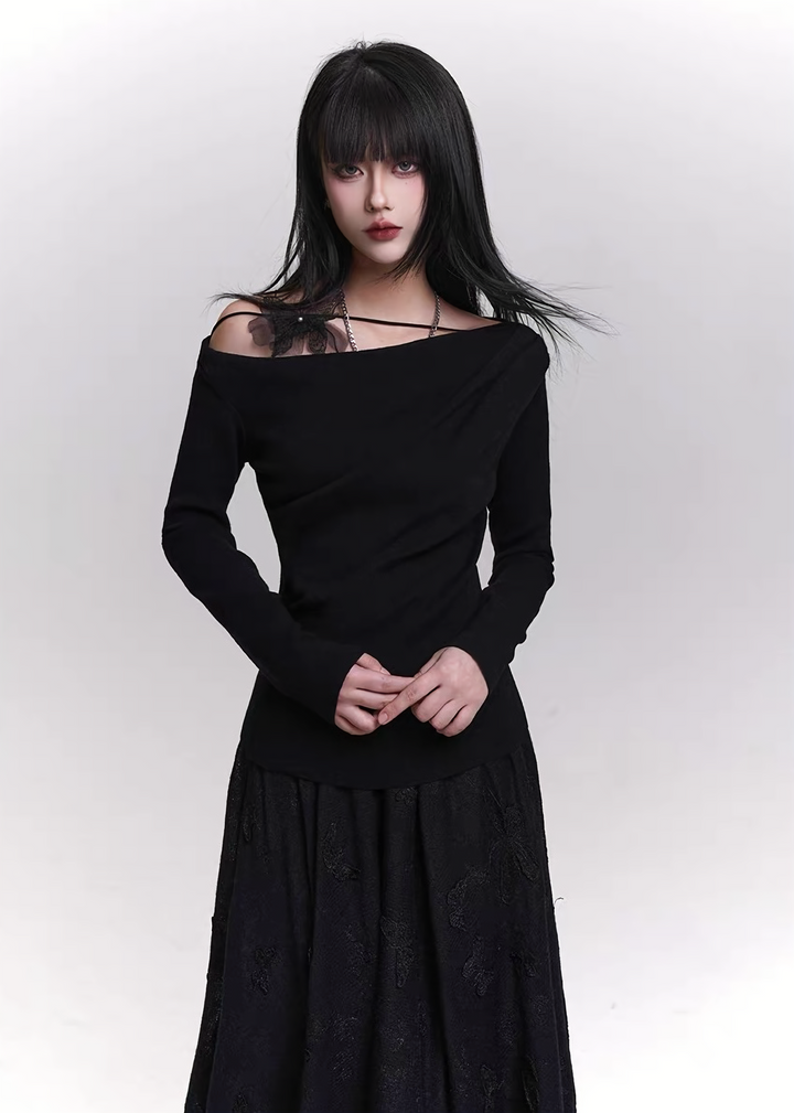 ASYMMETRIC STRAP OFF-SHOULDER TOP / LG1458