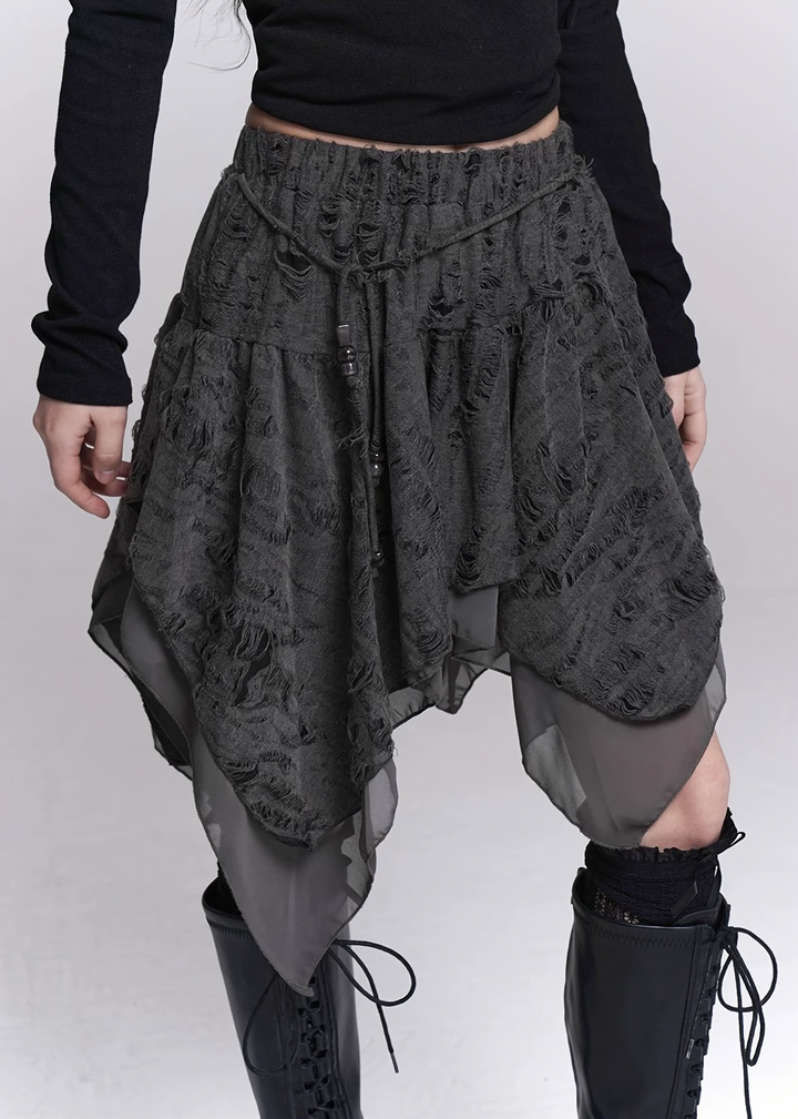 IRREGULAR DAMAGE LAYERED SKIRT / LG1543