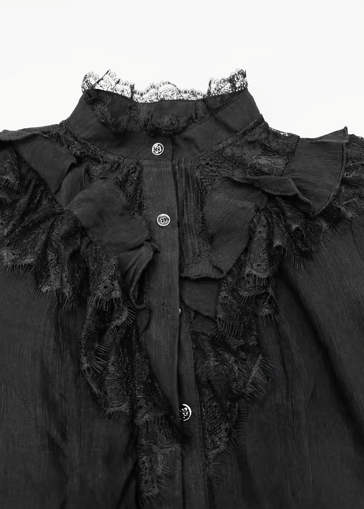 GOTHIC LACE RUFFLE SHIRT / WAIST BELT / LG1738
