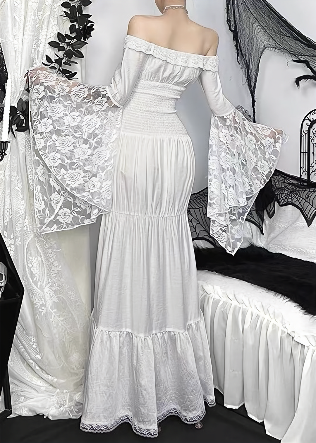 CROSS LACE OFF SHOULDER MAXI DRESS / LG1710