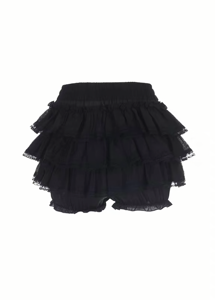 GOTHIC LACE-UP TOP &amp; RUFFLE MINI SKIRT / LG1693
