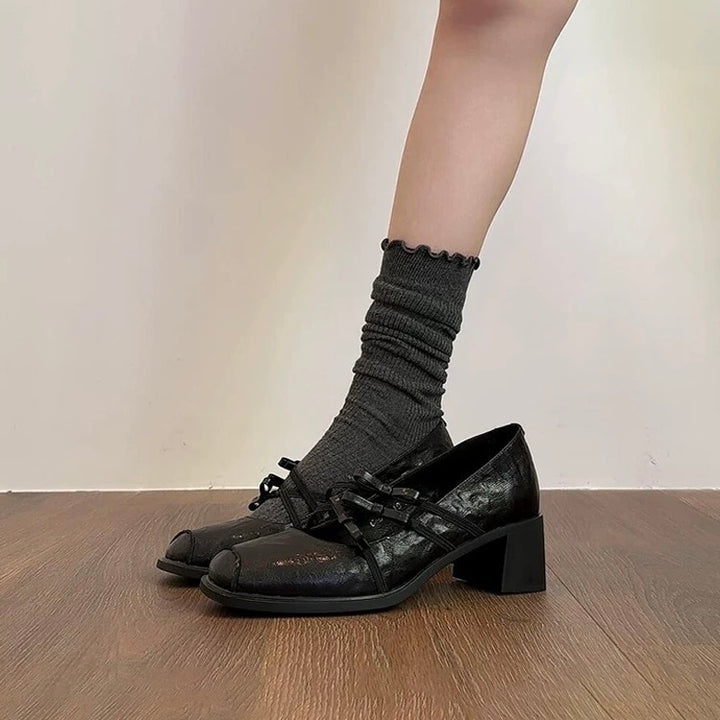 RIBBON STRAP MARY JANE HEELS / V1172
