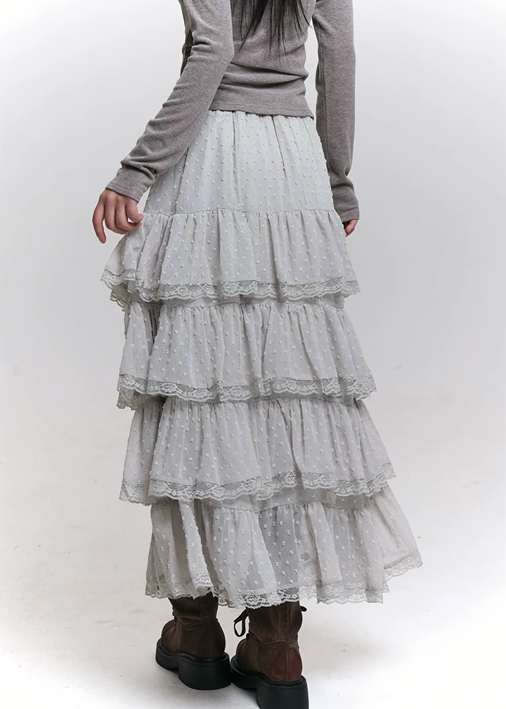TIERED LACE LONG SKIRT / LG1452