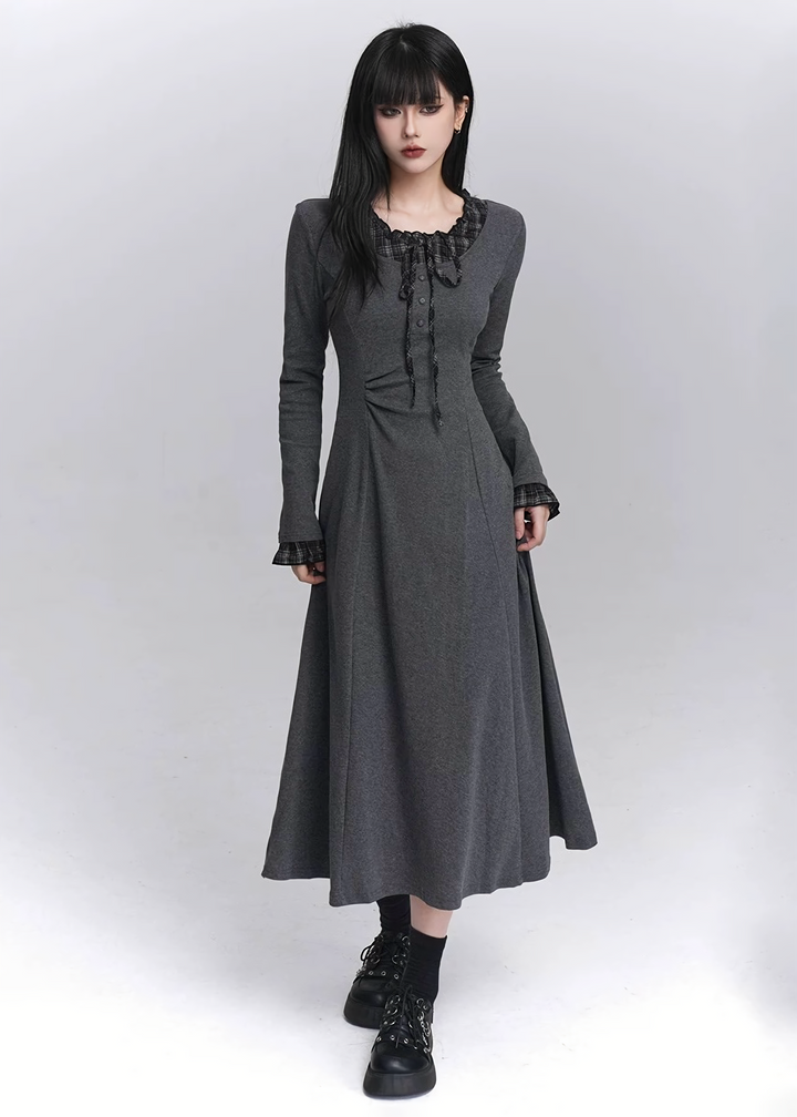 RUFFLED GOTHIC LONG DRESS / LG1433