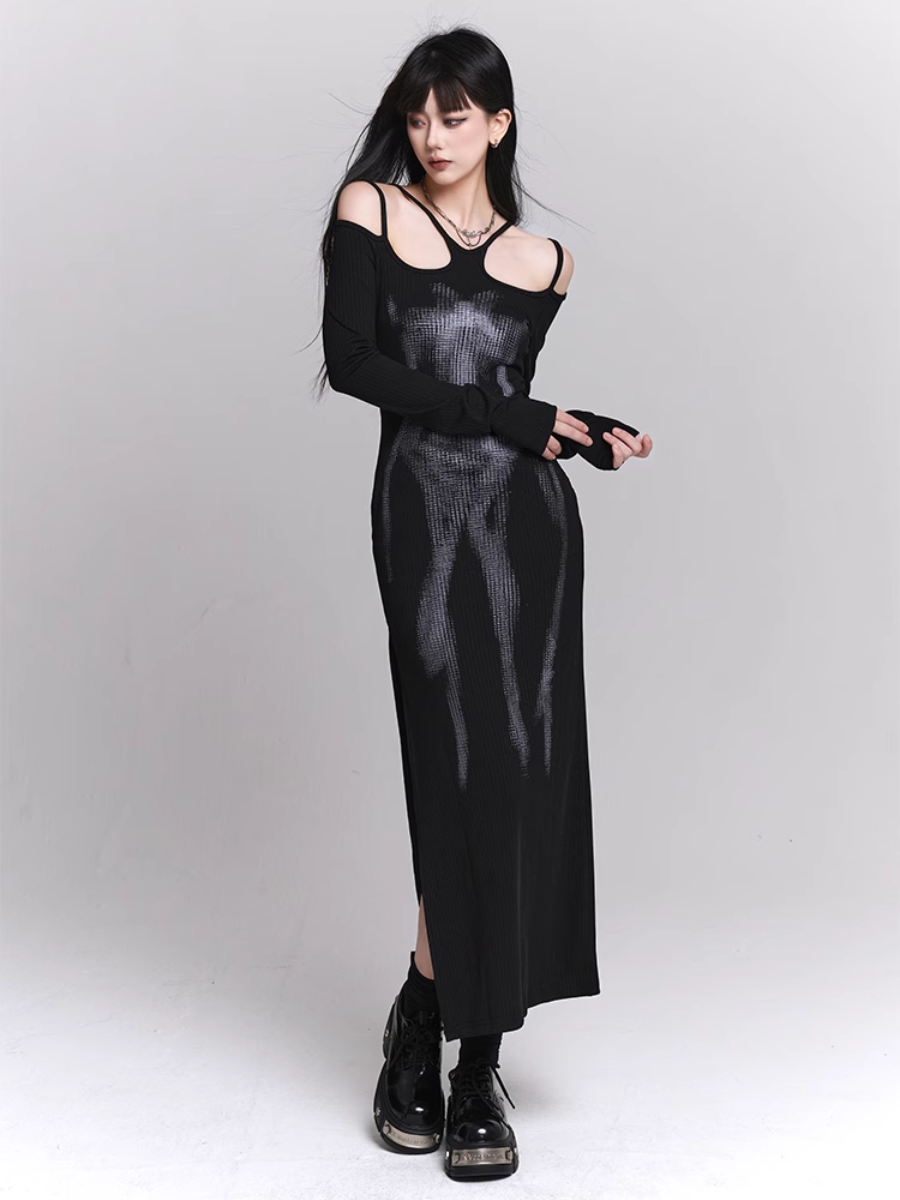 black suspender dress/lg1133