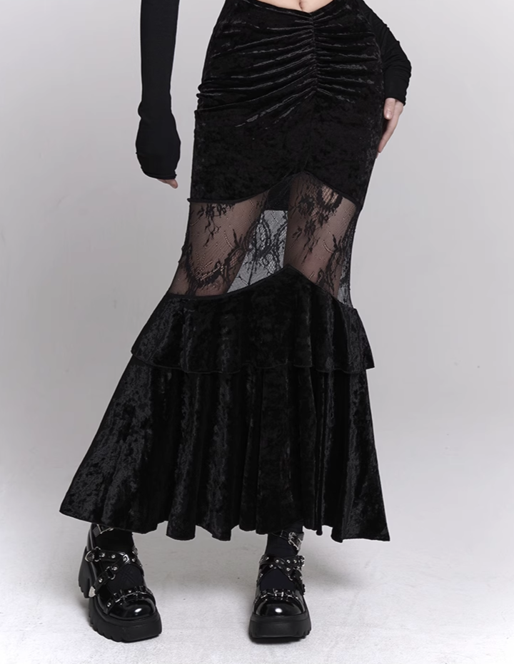 velvet fishtail skirt/lg1120_e4r