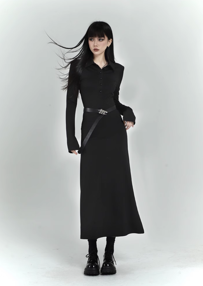 long sleeve polo dress/lg1129