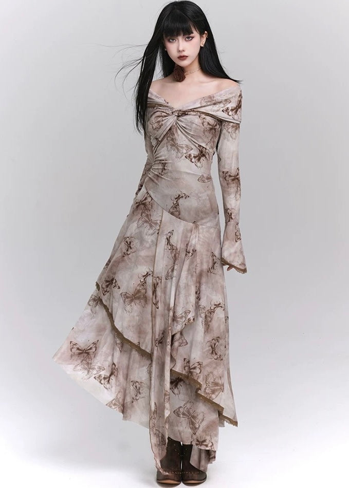 butterfly gothic maxi dress / LG1213 