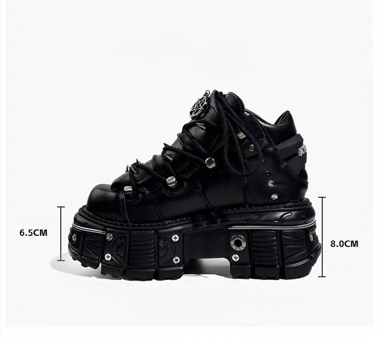 GOTHIC STUDDED PLATFORM SHOES / V1186