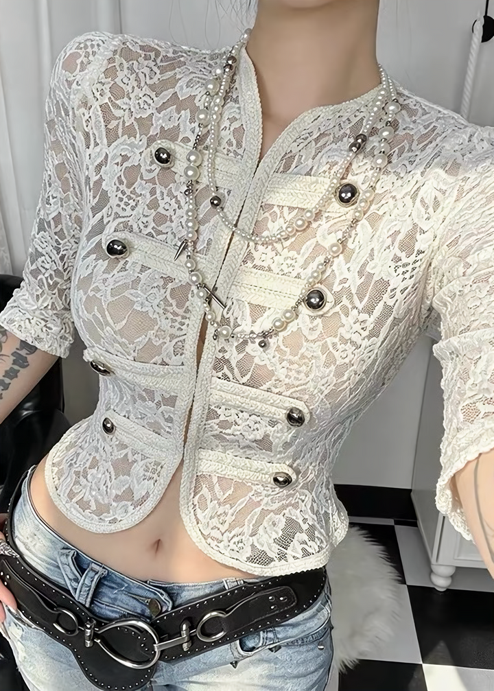 GOTHIC LACE BUTTON SHORT JACKET / LG1670