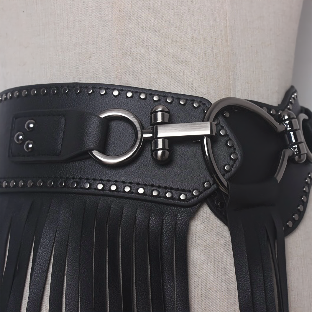 fringe waist wide belt / a1111