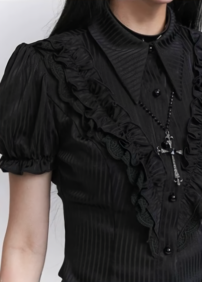 REQUIEM RUFFLE PUFF SLEEVE SHIRT / LG1308
