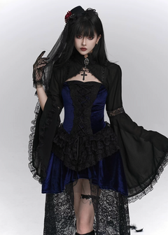 NIGHT ROSE LACE CARDIGAN &amp; VELVET SHADOW GOTHIC DRESS / LG1407