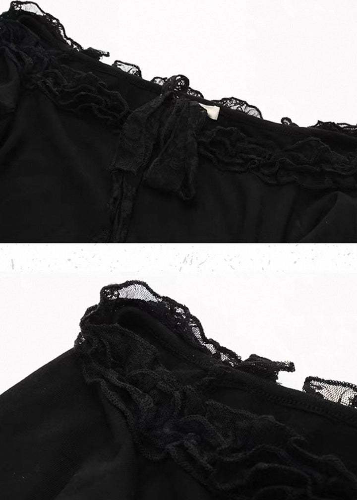 Off-Shoulder Dark Lace Tops / LG1378