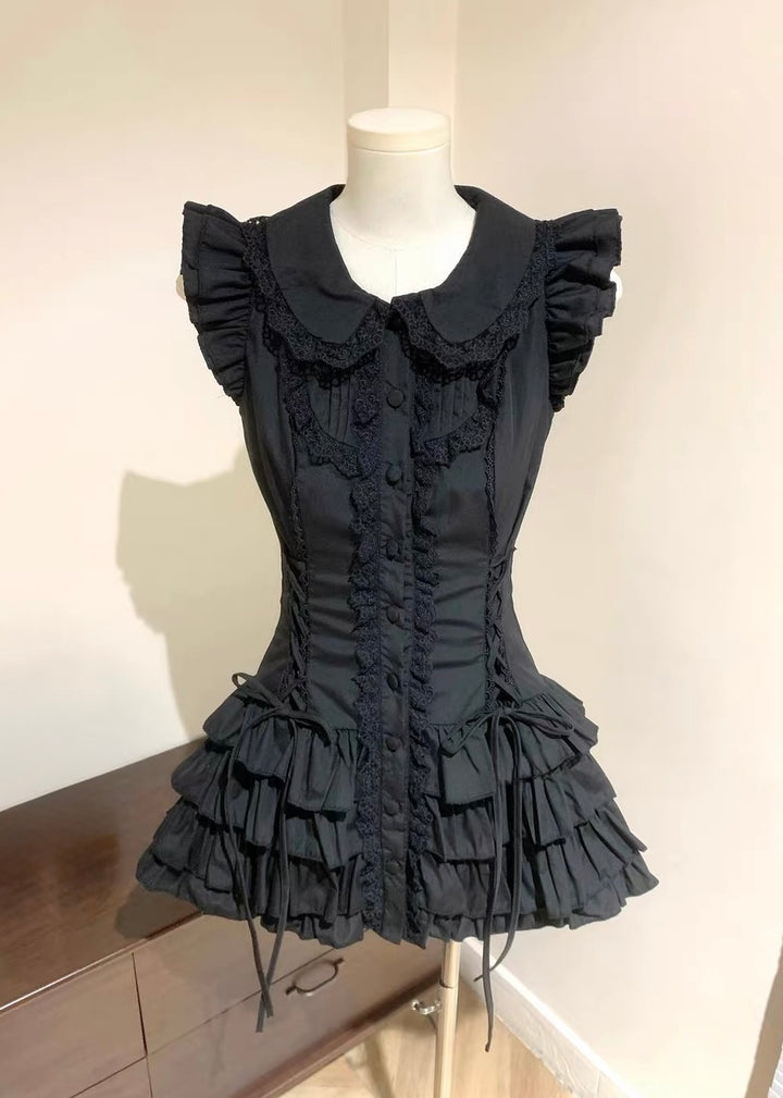 GOTHIC FRILL TIERED DRESS / LG1614