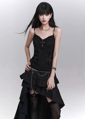 BLACK LACE CROSS CAMISOLE / LG1579