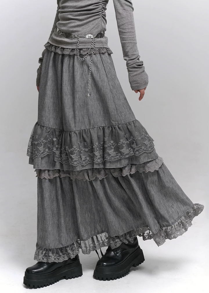 Layered Lace Maxi Skirt / lg1330