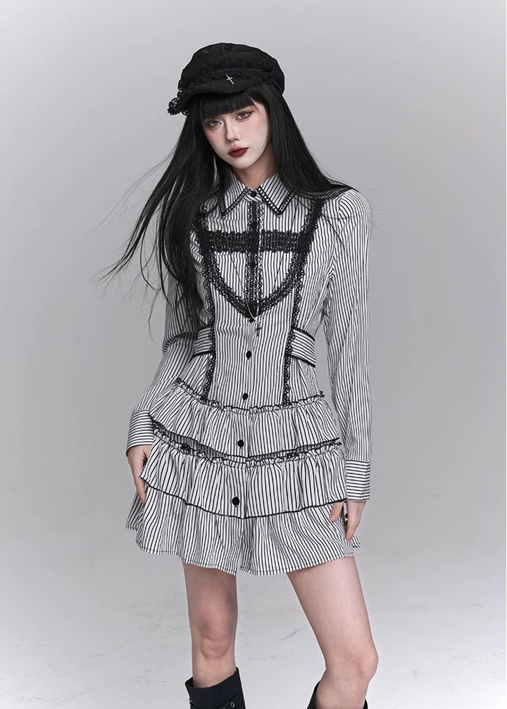 gothic striped dress / LG1237_e4r