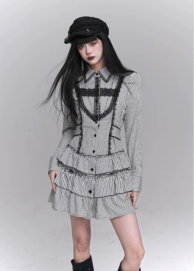 gothic striped dress / LG1237