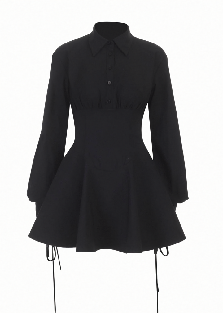 CORSET WAIST FLARE SHIRT ONE-PIECE / LG1708