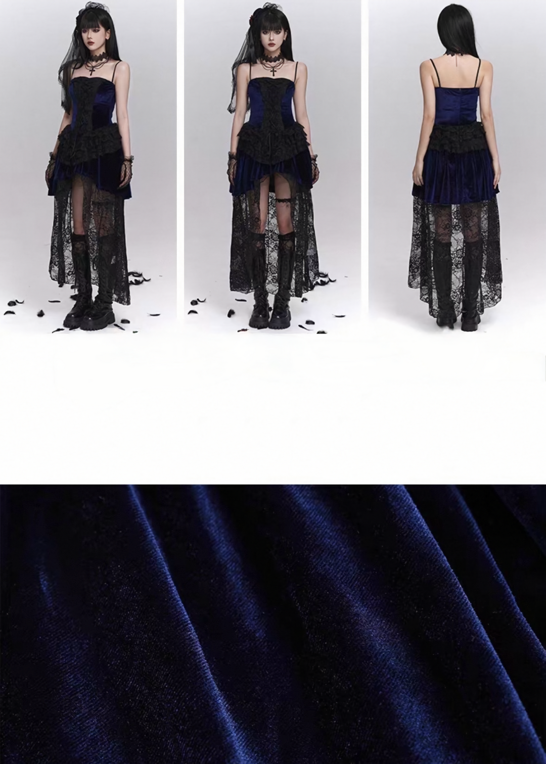 NIGHT ROSE LACE CARDIGAN & VELVET SHADOW GOTHIC DRESS / LG1407