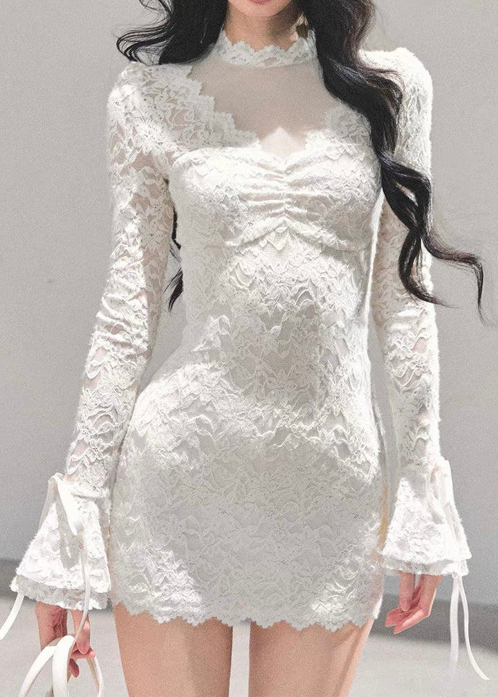 GOTHIC SHEER LACE MINI DRESS / LG1651