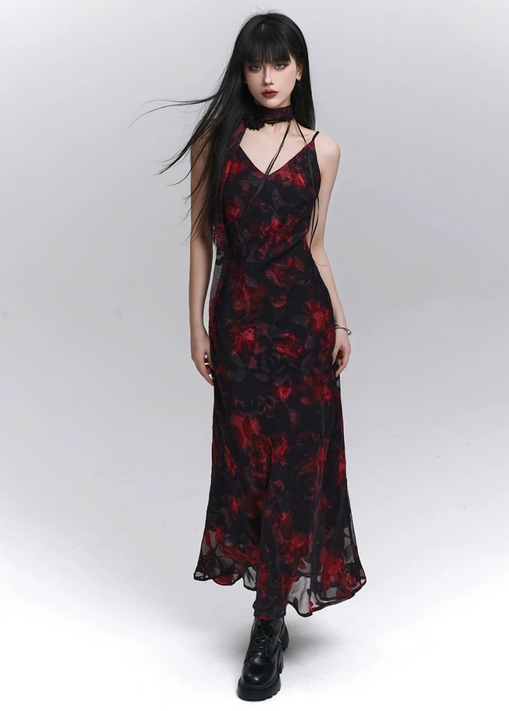 Dark Flower Long Cami Dress/lg1273_e4r