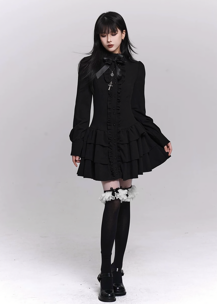 SILENT RUFFLE TIERED DRESS / LG1496