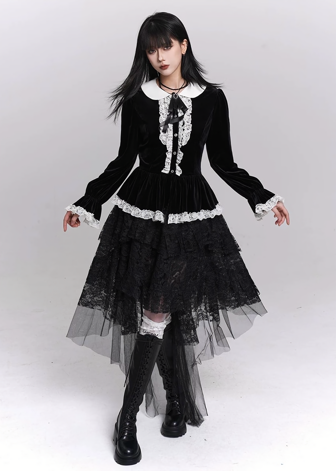 VELVET LACE COLLAR BLOUSE / LG1495