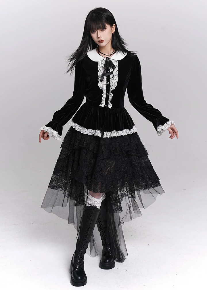 VELVET LACE COLLAR BLOUSE / LG1495