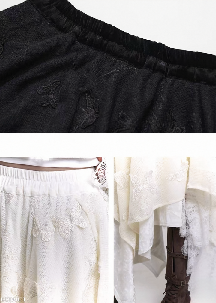 LACE LAYERED ASYMMETRY SKIRT/LG1457