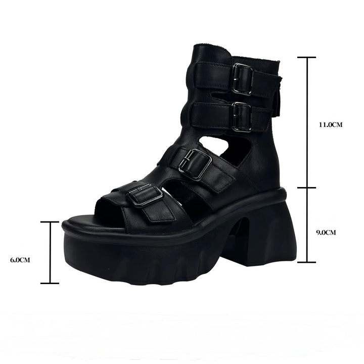 DOUBLE BELT PLATFORM SANDALS / V1169