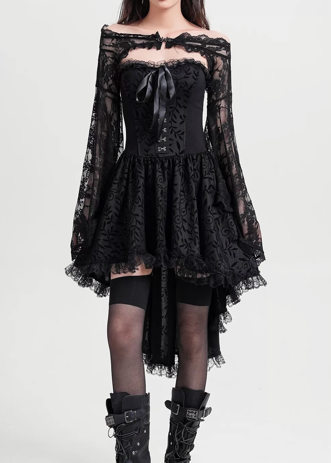 GOTHIC LACE ASYMMETRY DRESS / LG1604