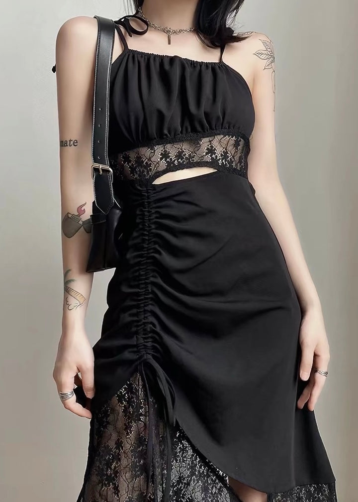 GOTHIC ASYMMETRIC LACE MIDI DRESS / LG1655