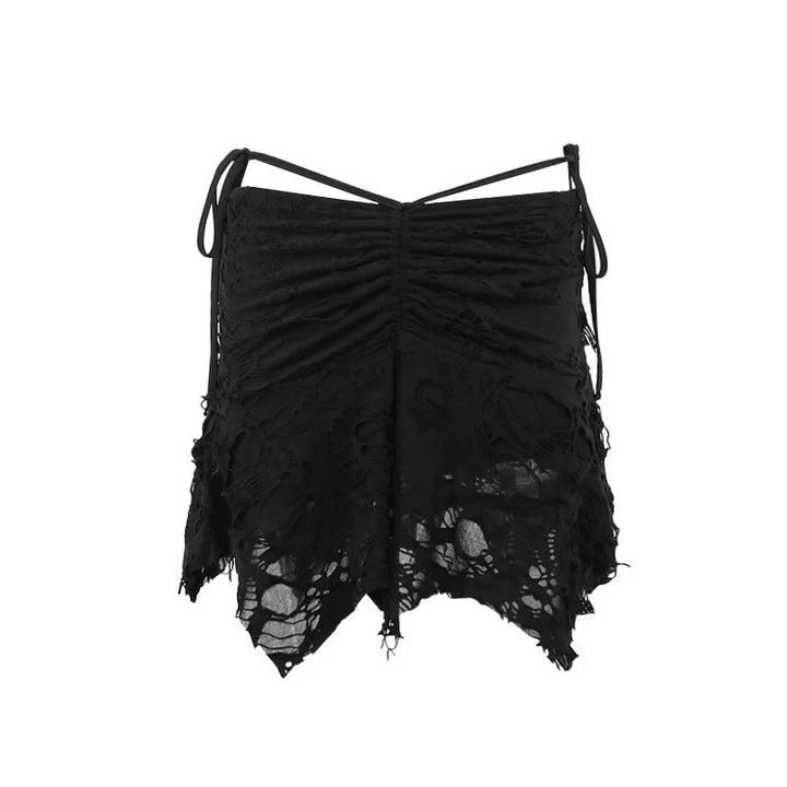 lace up crock top / LG1171 &amp;amp; gothic black hole short skirt / LG1172 