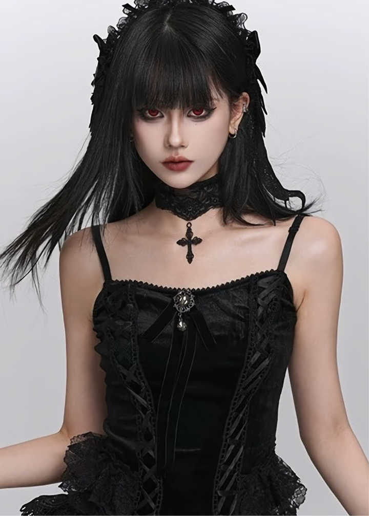 Multi-way Cross Lace Choker / A1128_e4r