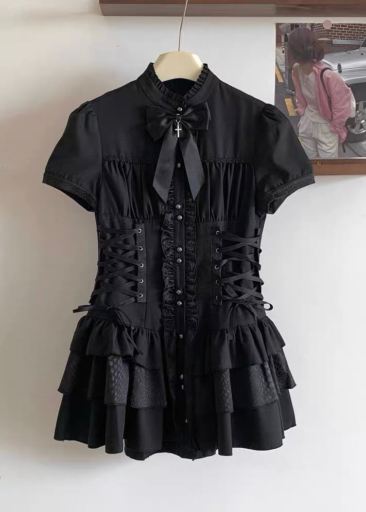 GOTHIC FRILL CORSET MINI DRESS / LG1561