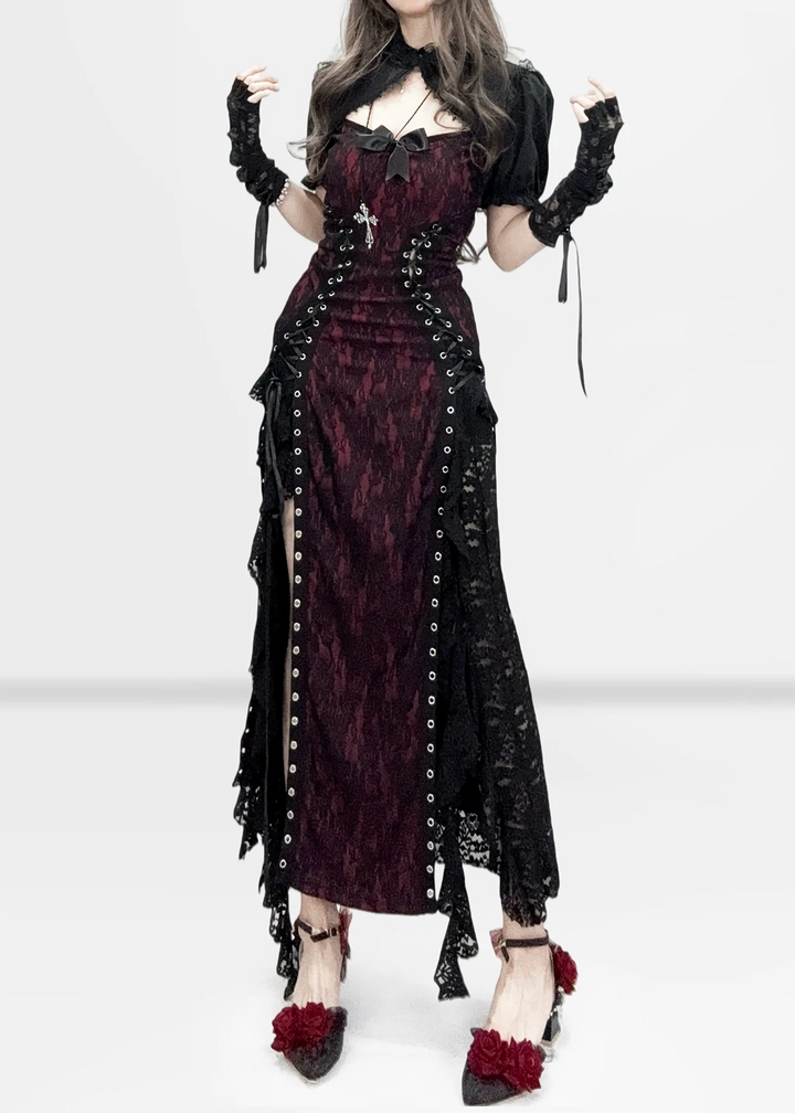 LACE CORSET LAYERED LONG DRESS / LG1574