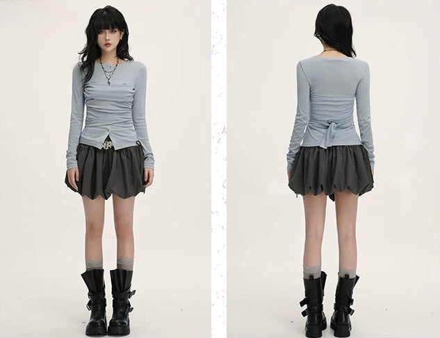 Henley Neck Drawstring Tops / LG1394