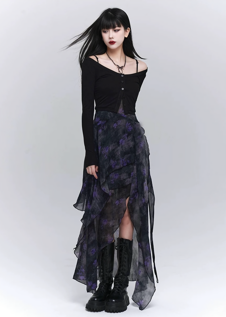 Midnight Bloom Sheer Onepiece / lg1325