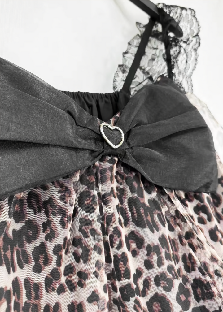 LEOPARD RIBBON TULLE DRESS / LG1618
