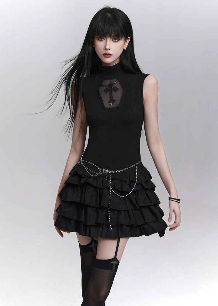 Gothic frill mini dress / LG1286