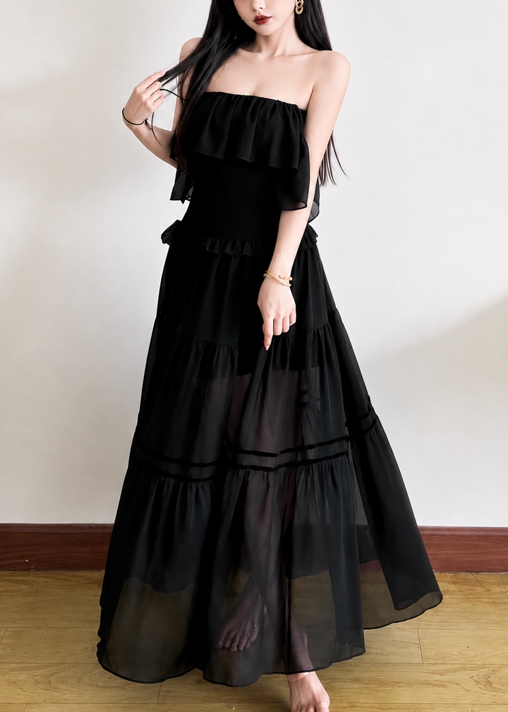 SHEER OFF SHOULDER LONG DRESS / LG1641