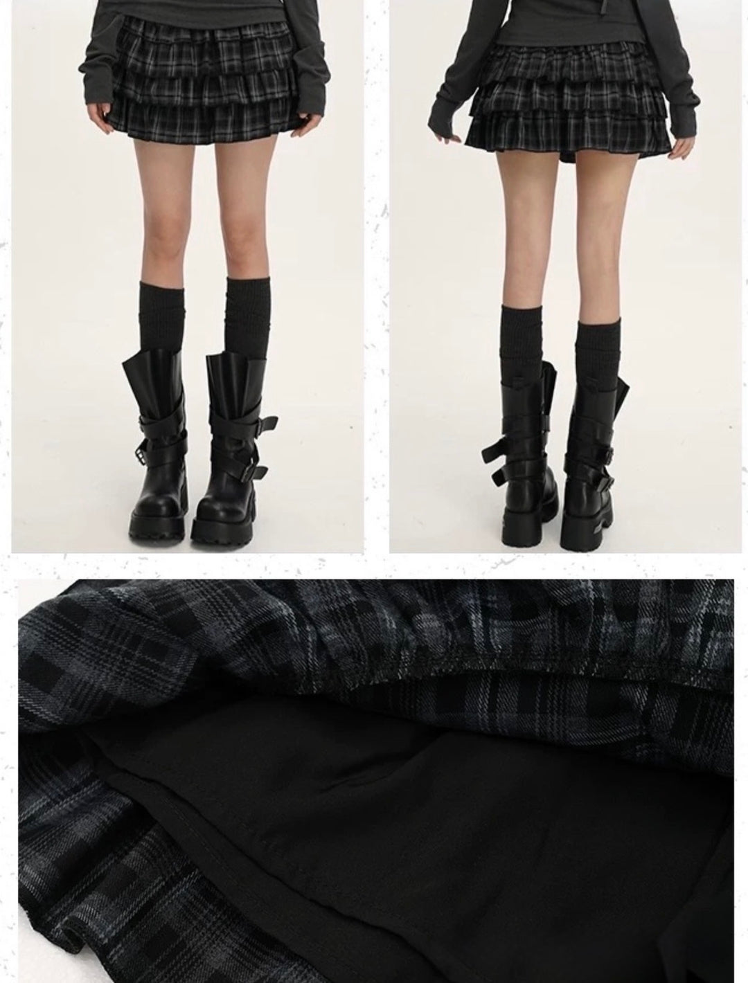 CHECK TIERED MINI SKIRT / LG1537