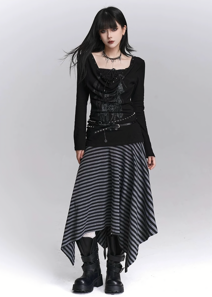 Chain Corset Long Sleeve Top / LG1443