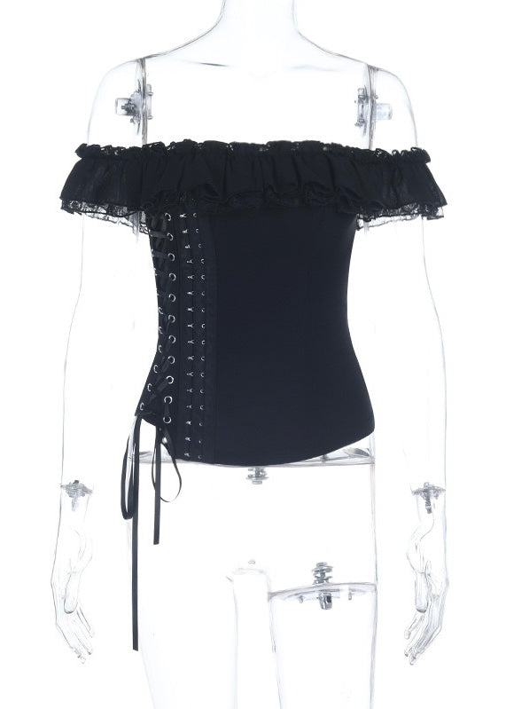 GOTHIC SQUARE NECK LACE-UP TOP / LG1673